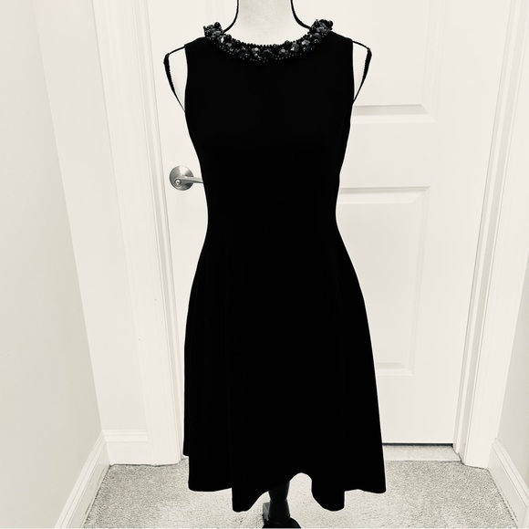 Talbots Black Sleeveless Dress with Removable Jeweled Collar Size 6 Petite - Picture 1 of 6